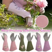 Garden Rose Pruning Anti Thorn Long Sleeve Printed Cowhide Horticultural Gloves