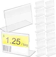 Gadpiparty 30Pcs Clear Sign Holders Slanted Tabletop Display Stands for Weddings Parties and Buffets Name Card Holders for Easy Visibility and Readability