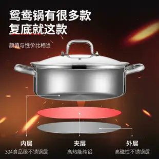 鴛鴦鍋304不銹鋼電磁爐專用加厚涮鍋 大容量家用鍋盆鍋具