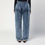 [Alaïa] Peplum stonewashed denim jeans 38 FR Blue