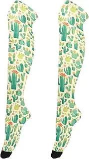 [FRODOTGV] Light Green Cactus Beige Over-Knee Stockings for Women Soft Long Knee-High Stockings for Women Thigh High Winter Socks, Light Green Cactus Beige