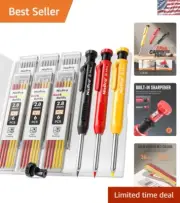 3-Pack Carpenter Pencil Set with 39 Refills & Sharpener - Heavy-Duty Marking Kit