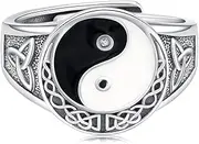 [StoryMidir] Yin Yang Rings 925 Sterling Sliver Irish Celtic Knot Jewelry Yin Yang Gifts for Girls Women, Sterling Sliver, No Gemstone