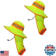 Men High Visibility Reflective Work Safety Sun Hat with Neck Flap Wide Brim B