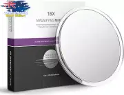 15X Magnifying Makeup Mirror with Suction Cups Portable Travel Stick-On Mirror