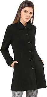 [Allegra K] Women's Peter Pan Collar Single Breasted Overcoat Winter Long Coat