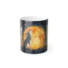 Cute Watercolor Howling Wolf Color Changing Mug with Moon Design, 11oz Drinkware