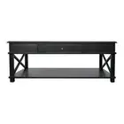 Hamptons Halifax Furniture Side Cross Coffee Table with Drawer Black Natural