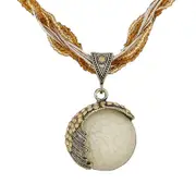 Nevenka Vintage Bohemian Gemstone Pendant Necklace-Beige