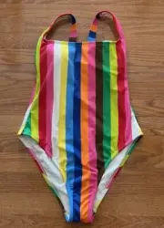 Tabitha Brown for Target Medium M One Piece Swimsuit Rainbow Striped