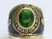 12x10 mm United Kingdom Mason Masonic May Green Emerald Stone Men Ring Size 7-15