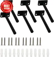 6PCS 8" Floating Shelf Brackets Concealed Wall Mount Steel Supports with Screws