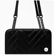 DKNY Bryant Park Quilted Crossbody Bag Black Leather Chain Strap NWT MSRP $198