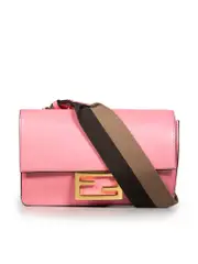 Pink Leather Flat Baguette Mini Bag
