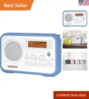 AM /FM / Portable Digital Radio with Protective Bumper White/Blue