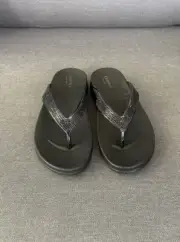 Carvela Comfort Black Sparkly Platform Thong/Flip Flop (size 40/9) -Valued $120