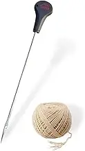 SpitJack Meat 12 Inch Trussing Needle and Butchers Cooking Twine Kit for Sewing Up Whole Hog, Pig, Roasting Chicken and Turkey. 12 Inch Stainless Steel Needle and 185 Feet of Cotton Kitchen String.