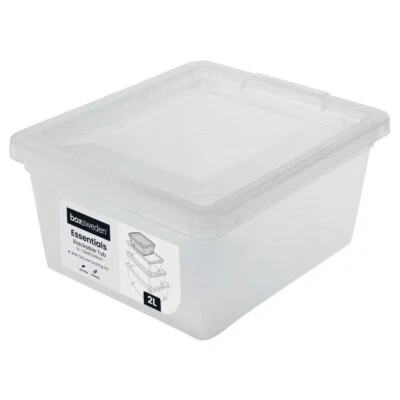 5x Clear Plastic Storage Container Tubs Lids 2L Boxes Lockable Box Bin Stackable