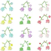 [DanLingJewelry] 6Pcs Handmade Glass Lily of The Valley Flower with Leaf Seed Beads Pendants Colourful Floral Dangle Charms for Jewellery Making, Non-Precious Metal