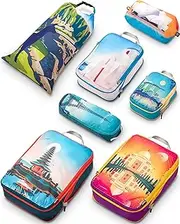 TRIPPED Travel Gear Large Packing Cubes for Travel-Extra Large Compression Packing Cube Luggage Organizers 7 Piece Set-Ultralight, Expandable/Compression Bags for Clothes by (Bucketlist)