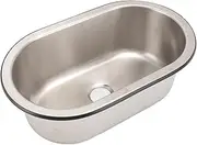 Lwuey 304 Stainless Steel Bar Sink, Oval Shaped Washbasin Sink with 40mm Drain Hole Undermount Drop in Single Bowl for Laundry Prep Kitchen Boat Caravan RV 13.6 X 8 X 5.2in