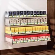 [CARLLEE] Cigarettes Organizer Rack, Acrylic Cigarette Case Holder, Automatic Cigarette Pusher Display Holder, Wall Mounted Retail Display Cases(91.5x28.4x48cm)