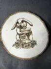 Pyrography wood burning Coaster Cutting Cheese Board Centerpiece Gift Bunny