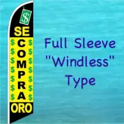 SE COMPRA ORO WINDLESS FEATHER FLAG (We Buy Gold) Tall Curved Top Banner Sign