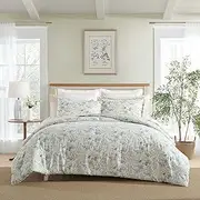 [Laura Ashley] Full/Queen Comforter Set, Super Soft Cotton Bedding with Matching Sham, Botanical Design, Vintage Bed Essentials (Bramble Floral Pink, Full/Queen)