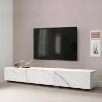 在飛比找momo購物網優惠-【BODEN】索菲亞6尺三抽白色大理石紋電視櫃/長櫃/視聽櫃