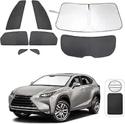 TINGLU Window Shades for Lexus NX300h/NX300/NX200t 2015-2021 Accessories Car Side Full Windows Rear Triangular Windshield Sun Shade Sun UV Rays & Privacy Protection for Camping,Napping&Relaxing 8PCS