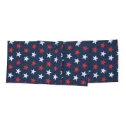 Navy Patriotic Star Print Table Runner, 72" x 13", Red & White stars NWT