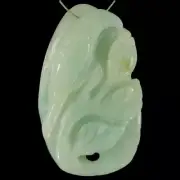 BG01521# Hand Carved Unique Bird & Flower Amazonite Pendant Bead Gemstone