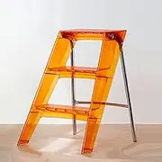 Transparent Bookshelf, Shelf, Transparent Folding Ladder, Multifunctional Bookshelf Ladder, Indoor Bookshelf Ladder, Household Three Step Herringbone Ladder,Orange