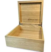Wooden Eco Box with Hinged Lid - Solid Oak Wood Storage Keepsake Boxes