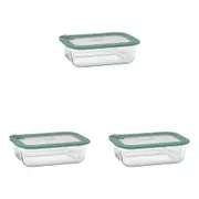 3PK Ecology Store Rectangle Clear Glass Food Storage Container 1050ml Eucalyptus