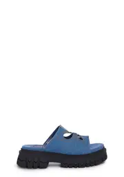 [dELiA*s by Dolls Kill] Feeling Good Platform Slides - Denim