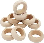 Wooden Napkin Rings 10pcs Natural Wood Serviette Holders Round Serviette Rings Table Decoration Napkin Ring for Party Decoration,Dinning Table,Everyday,Family Gatherings