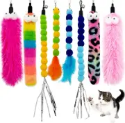 Cat Wand Replacement Worm Cat Toys, 8 Pieces Cat Wand Attachments Assorted Wo...