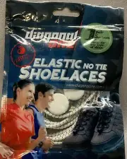 Elastic No-Tie Shoelaces by Diagonal One (1 pair) Color White NEW