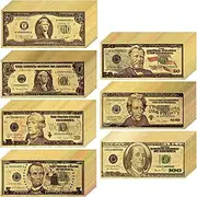 LONG7INES USA President 1/2/5/10/20/50/100 Dollar Bill Banknote, 24k Gold Coated Legacy Limited Edition Chief Executive Banknote Bill Great Gift for Coin Currency Collectors and Republican (70 Pack)