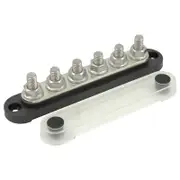 Switch Boss Black Negative 6 Gang M8 150A Bus Bar with Clear Push-On Cover for 12v/24v