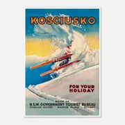 Galrie Vintage Ski Poster of Mount Kosciuszko in New South Wales Australia Home Décor, Poster Only, A1 60 x 84cm (23 x 33inch)