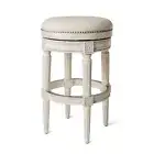 Maven Lane Pullman Backless Swivel Kitchen Bar Stool, Alabaster White