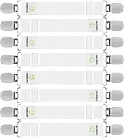 FIBOOMERANG Bed Sheet Straps - Fitted Sheet Clips and Sheet Holder Elastic Bands Bedsheet Fasten Suspenders Grippers for Mattress Ironing Board, 8Pcs/Set White