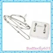 Brighton Bilbao Mist Silver Cystal Long Necklace Earrings Bracelet Set NWT $146