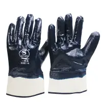 在飛比找樂天市場購物網優惠-勞保手套 手套勞保手套耐磨浸膠防水防滑耐油藍大口橡膠工作手套