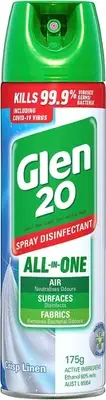 Glen 20 Disinfect Spray Crisp Linen Aerosol Eliminate Odour Disinfect, 175G