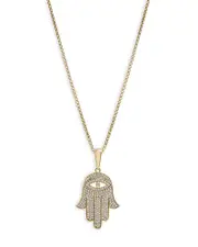 Bloomingdale's Fine Collection Men's Diamond Hamsa Pendant in 14K Yellow Gold, 0.50 tcw