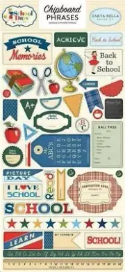 School Days Back Learn Memories Read Achieve Books Carta Bella Chipboard Phrases
